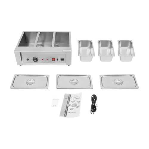 3 Tanks Commercial Chocolate Melting Machine 300W 26.46lbs Stainless Steel Electric Chocolate Tempering Machine Chocolate Warmer Melting Pot w/ 77-185°F Temp Control for Butter Cheese Cream - size: 3 Tanks, 300W
