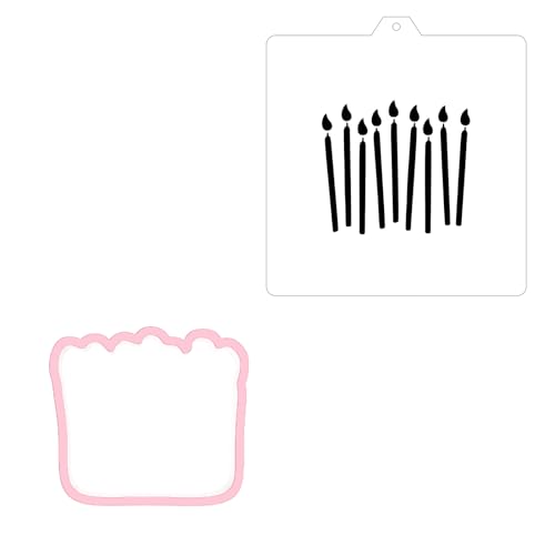 Cookie Cutter and Stencil Bundle Royal Icing Cookies Stencils Paint Your Own Biscuit Bakery Starter Kits Royal Icing Fondant Cutters Birthday Wedding Holiday Cookies Painting Coloring Pages Comb - style: Birthday Candles