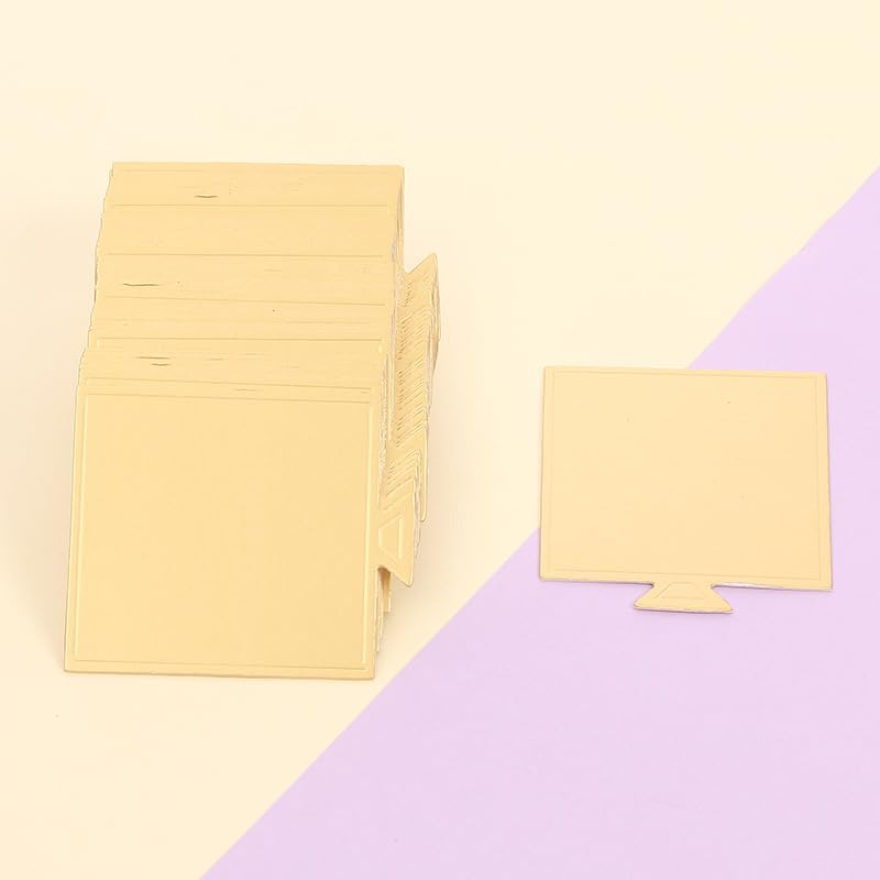 YYaaloa 100pcs 3.3 Inch Mini Square Golden Cake Boards Mousse Cupcake Base Paper Plates Dessert Board Base for Cake DIY, Baking Dessert Party Wedding Birthday (Square, 100pcs) - color: Square, size: 100pcs