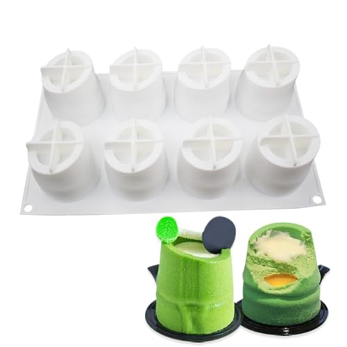 mostsom 8 Holes Cylinder Silicone Mould for Chocolate Dessert Jelly Pudding - size: Bamboo K