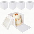 JCD White 10x10x12 Corrugated Tall Cake Boxes for 8in Multi-Layer Cakes - size: 10*10*12inch/5pcs