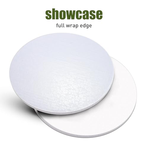 10-Pack Round White Cake Drum Board 10 Inch Sturdy 1/2 Inch Thick Full Wrap Edge Cake Base for Heavy Tiered Cakes(10" White) - color: White, size: 10"