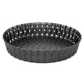 Carbon Steel Tart Pan with Removable Bottom - Nonstick Perforated Deep Dish Baking Pan for Quiche Pie Pizza Black(8 in) - size: 8 in
