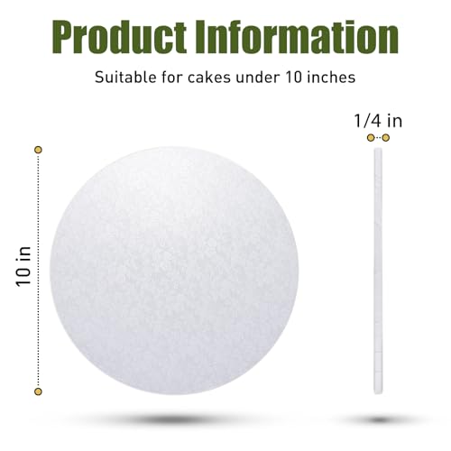 12 Pack White Cake Boards 12 Inch Round Cake Drum Base 1/4 Inch Thick Sturdy Cardboard Circle Plate Bases Para Pastel for Wedding