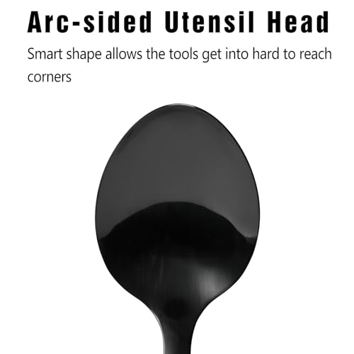 Stainless Steel Cooking Spoon, 14-Inch, Solid Bowl, Black - color: Z-Black Spoon