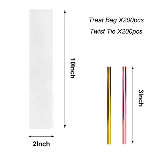 Morepack Cellophane Treat Bags 2x10 Inches 200 Pcs Pretzel Rod Bags - size: 2x10 Inch (Pack of 200)
