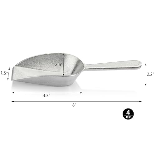 New Star Foodservice Cast Aluminum Flat Bottom Scoop, 4-Ounce, Silver - size: 4-Ounce