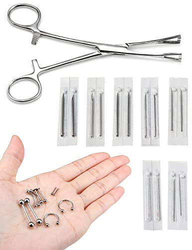 Vsnnsns 9 Style 316L Surgical Steel Body Piercing Tools Kit Piercing Clamps Forceps Use for Nose Septum Lip Tongue Eyebrow Belly Rings Ear Dermal Piercing Jewelry Kit Tools - color: Style 2, Piercing Clamp Forceps