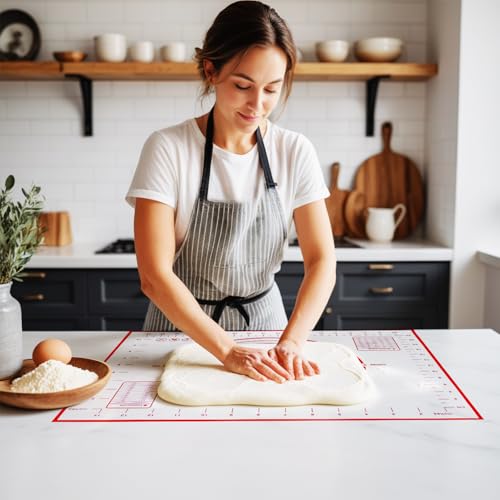Large 24" x 16" Silicone Baking Mat | Non-Slip Pastry & Dough Mat with Dough scraper | Ideal for Rolling Out Pie Crusts, Fondant, and More | Oven-Safe Silicone Liner (24''L X 16''W) - size: 24"L x 16"W