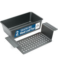 Meatloaf Pan with Drain Tray, 9.84 x 5.71" Nonstick Loaf Pan with Perforated Insert Tray, Durable Carbon Steel, PFOA, PFOS, BPA, and PTFE Free, Oven Safe to 450°F, Easy-Grip Handles, Dishwasher Safe - color: Gray, size: 2 Piece Set