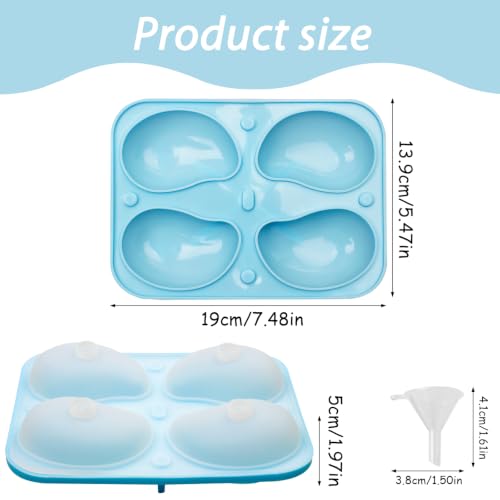 Silicone Mango Fruit Mold Tray with Funnels, 1 Pack - color: blue(4-cavity mango)