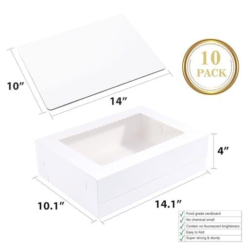 14x10x4 Inches 10 Pack Cake Boxes with Cake Boards