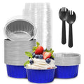 4th of July 50Pcs Mini Aluminum Foil Cupcake,5oz Baking Cups with Lids - color: Blue