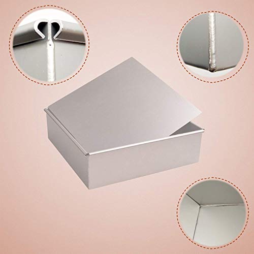 Anodized Aluminum Square Cheesecake Pan Chiffon Cake Mold Baking Mould with Removable Bottom 7 Inch x 7 inch x 3 inch (A 7 inch)
