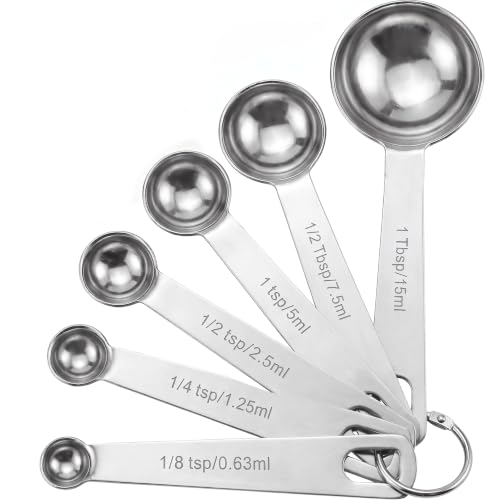 Measuring Spoons, 6-Piece Heavy Duty Stainless Steel Measuring Spoons Set - size: 6PCS