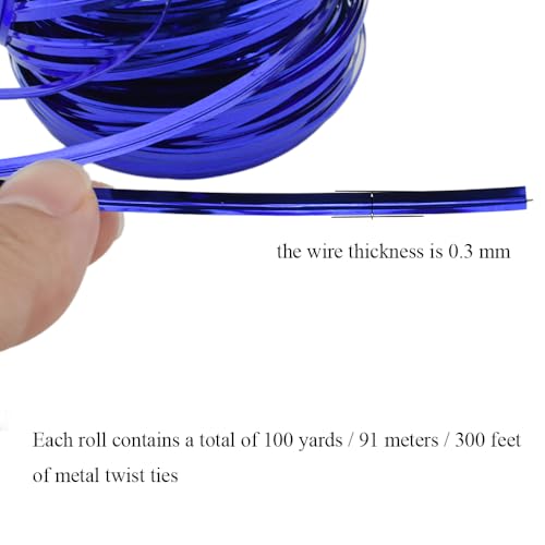 HAHIYO 100Yards/300Feet/91M Blue Metal Twist Ties Bread Candy Coffee Bag Ties Plant Garden Twist Ties for Cellophane Treat Bag Gift Wraping Bag Plastic Bag Halloween Party Cake Present Art Craft - color: Blue, size: 100Yards/300Feet/91M
