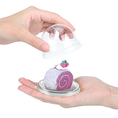 Patelai 50 Pcs Mini Cupcake Containers Clear Plastic Dome Boxes, Silver - color: Silver