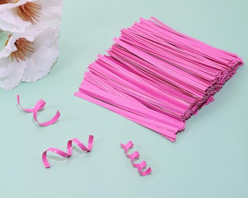ONLYKXY 500pcs Kraft Paper Twist Ties Plant Ties 4inch Reusable Bread Twist Ties cake pop ties Cable Ties Candy Ties for Bags (Rose Red) - color: Rose Red