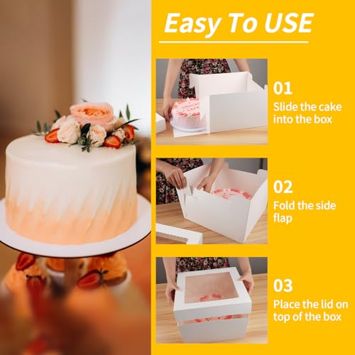 WINKIO Cake Boxes 12 inch, Cake Carrier Holder, Storage Transport Container - size: 12x12x6