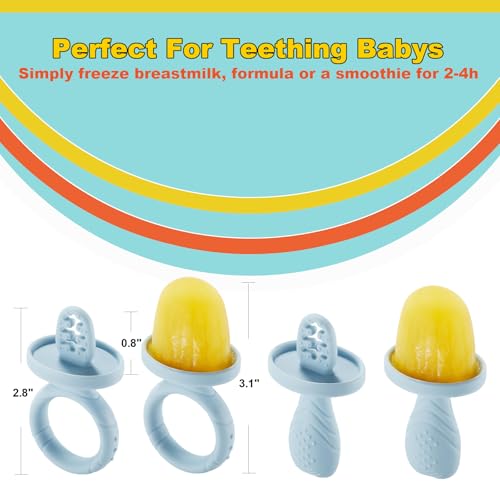 ACOOKEE Toddler Popsicles Molds 1 Pack 4 Handle, BPA Free, Silicone Baby Popsicles Molds Easy Release Ice Cream Molds Reusable - size: 1 Pack 4 Handle
