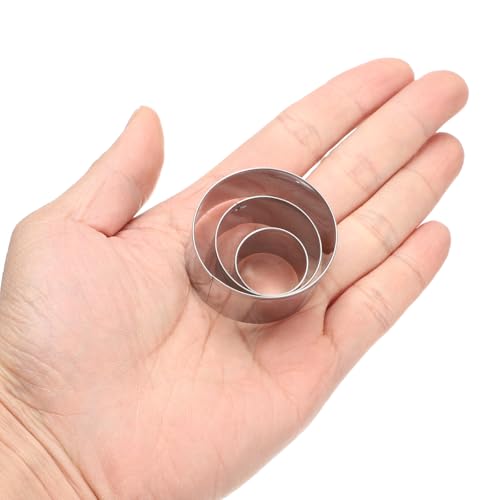HARFINGTON 3Pcs Circle Round Cookie Cutters Set Assorted Sizes Stainless Steel Geometric Holiday Cookie Cutters Biscuit Mould for Pastry Fondant Cake Cookie - style: Circle Round
