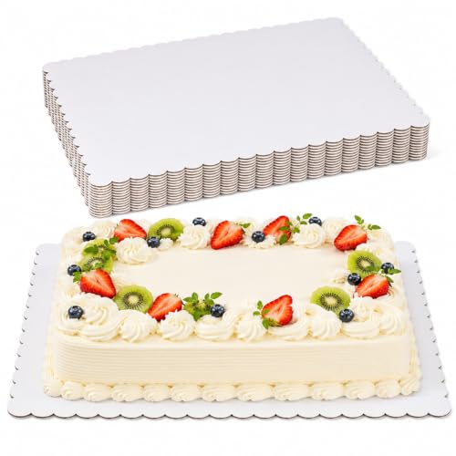 14 * 10 Inch Wave Cake Boards 25-Packs Squares Base Food-Grade Cardboard Wave Cake Plate for Wedding Birthday Pizza Desserts Parties Food Bottoms - size: 14*10inch / 25pcs