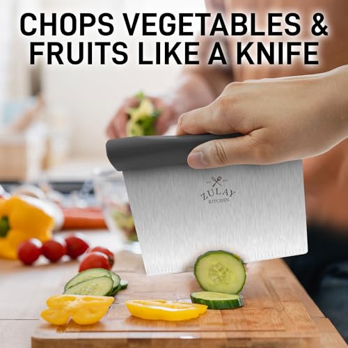 Zulay Premium Multi-purpose Stainless Steel Bench Scraper & Chopper, Easy to Read Etched Markings for Perfect Cuts, Quick & Easy Multi-use Dough Scraper, Dough Cutter & Pastry Scraper (Gray) - color: Gray, size: Bench Scraper