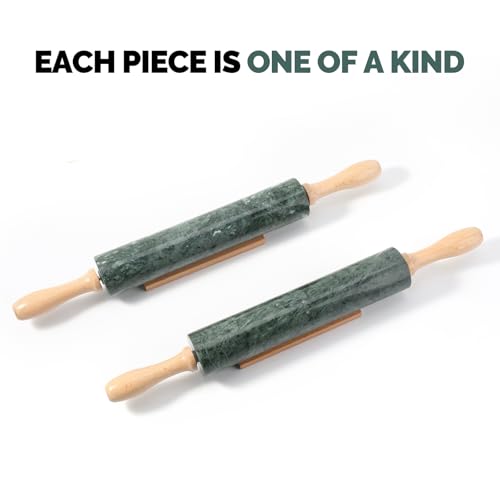 Marble Rolling Pin, Non-Stick Stone Dough Roller, Rolling Pin for Baking,Pasta, Dumpling, Ravioli, Fondant,Pie Crust, Kitchen Baking Pastry Tools - color: Green Marble