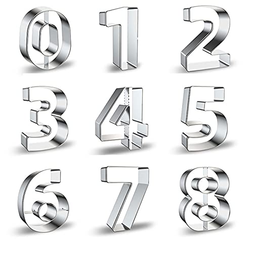 Comais Number Shaped Cookie Cutters Stainless Steel 9Pcs 3in Round Corners - size: 3-Inch Round Corners