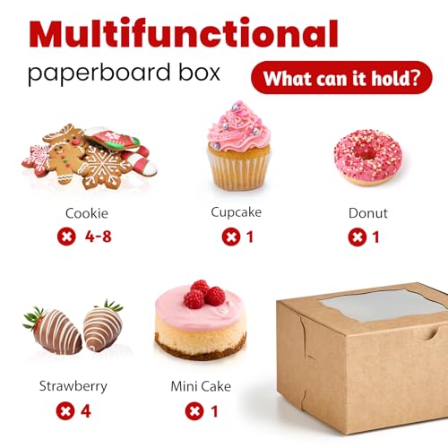 ZORRITA Small Cookie Boxes with Window, 4x4x2.5 Inch, 24pcs