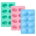 3Pcs 8-Cavity Easter Silicone Egg Molds, Egg Shaped Cake Pop Mold, Baking Supplies for Making Chocolate Jello Candy Dessert Muffin Mousse Pastry - color: Pink,Blue,Green