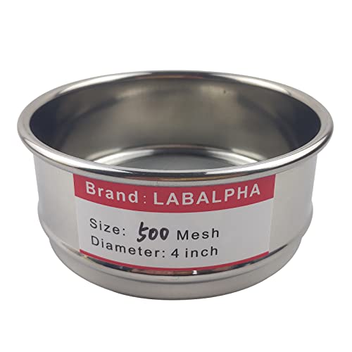 LABALPHA 500 Mesh Lab Sieves, Test Sieve #500 Mesh, 4'' Diameter, 304 Stainless Steel Wire Cloth (0.0308mm) - size: 500 mesh (0.0308mm)