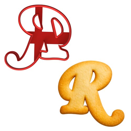 Mighty Gadget Fancy Cursive Letter A to Z Cookie Cutter - 4" Tall Alphabet Baking Mold (Random Color) (R) - color: R