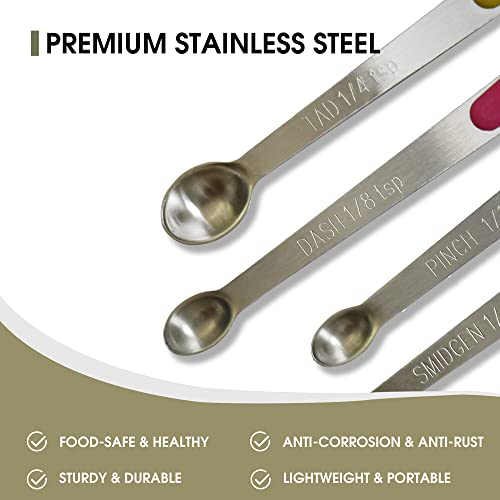 2Pack Small Measuring Spoon Set with Multi-Color Silicone Grip - color: Mix-color