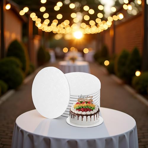 14 Inch Round Cake Boards, 10PACK White Cake Drums, Sturdy Cake Cardboard Bases para Pasteles for Pastry Baking, Wedding,Party, Fathers Day Pizza Desserts 1/4 Inch Thick - size: 14"