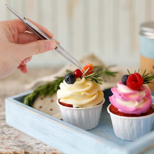3pcs Cake Decorating Tools Kit, 1 Bent Tip Tweezers & 2 Shovel Tip Tweezers Stainless Steel Professional Sprinkles Tools Baking Cupcake & Cookies Pen Gadget Decoration Supplies (Style C) - style: Style C