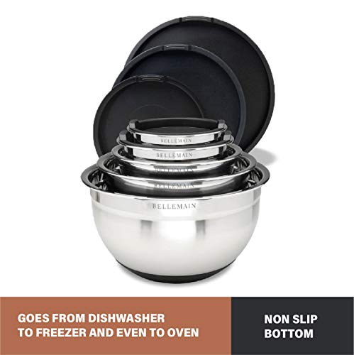 Bellemain Stainless Steel Mixing Bowls with Airtight Lids Set - Set of 5 - size: 5 Piece