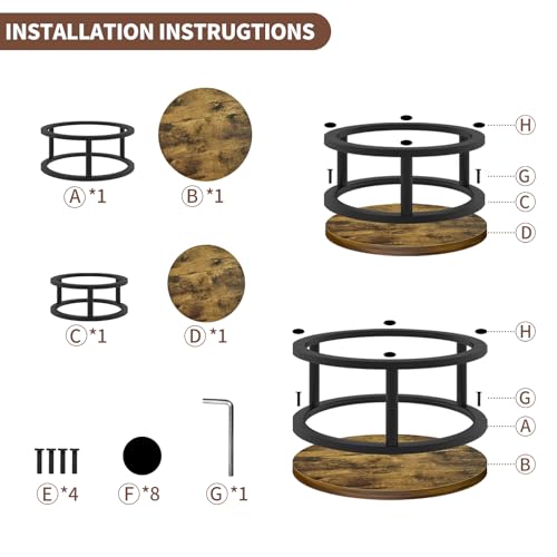 2 Pack Rustic Round Cake Stand Set, 10/12 Inch Cupcake Pedestal Stands - size: 2 Pack - Round