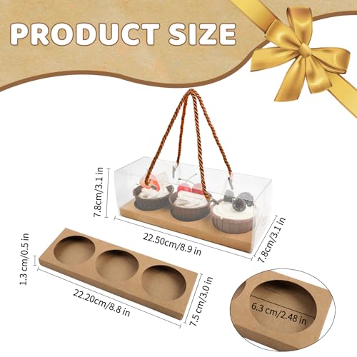 20Pcs Clear Cupcake Boxes with Handle, Cupcake Carrier for Party - color: Brown