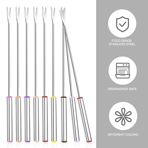 15pcs 9.6 Inch Fondue Sticks Stainless Steel Barbecue Fruit Dessert Forks with Heat Resistant Handle for Roast Meat Chocolate Dessert Cheese Marshmallows - size: 9.6