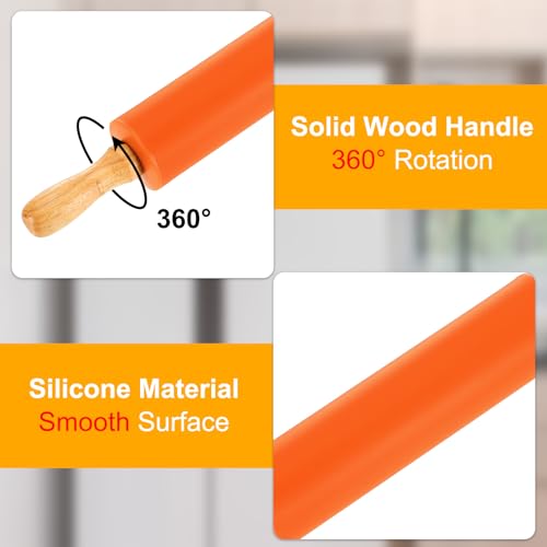 uxcell 6.7 Inch Silicone Rolling Pin Small Dough Roller Orange - color: Orange, size: 6.7 Inch