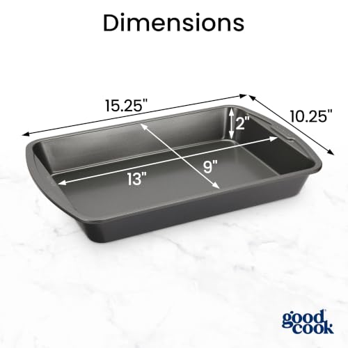 Good Cook Everyday Bake & Roast Pan with Scratch-Resistant Metal-Utensil Safe Nonstick, 13 x 9-Inch, Gray - size: 13" x 9" (1-Piece)