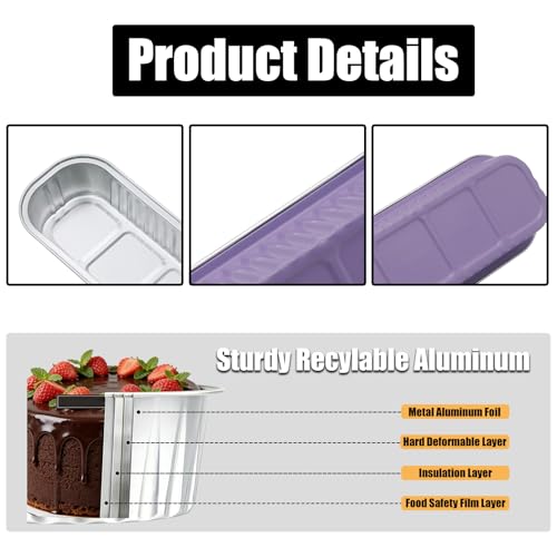 50 Pack 6.8oz Mini Cake Pans with Lids, Purple - color: Purple, size: Rectangle