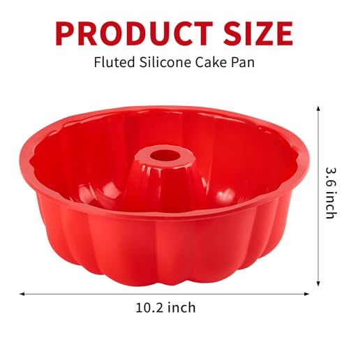 Puyeipt 10 Inch Silicone Fluted Tube Cake Pan, 2 Pack