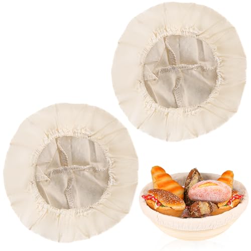 2 Pcs Round Bread Proofing Basket Cloth Liner - 9 Inch Natural Rattan Banneton Basket Cover for Sourdough Dough - color: 2pcs round 9IN