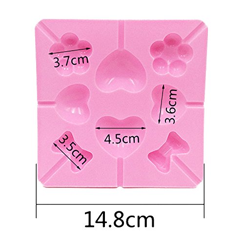 2-Pack Heart Sakura Bow Tie Lollipop Molds Set Heart Cherry Blossom Silicone Lolly Pop Tray for Hard Candy Chocolate Gummy Sucker (Random Color)