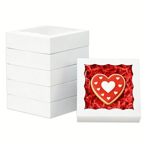 100pcs Individual Cookie Boxes 4 1/2" x4 1/2" x1 1/5" Treat Boxes