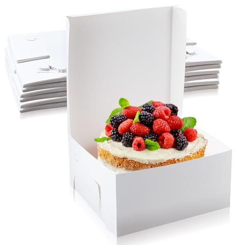 Ireer 50 Pack White Cake Boxes 12 x 12 x 5 Inch Cake Transport Container - size: 12 x 12 x 5 Inch