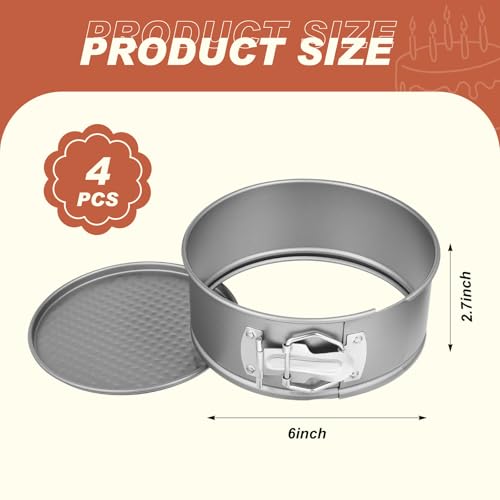 4 Pcs 6 Inch Nonstick Springform Cheesecake Pan with Removable Bottom Gray - color: Gray, size: 6 Inch