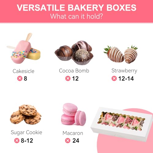 Kucoele 20 Pack 12.5" x 5.5" x 2.5" Cookie Boxes with Window